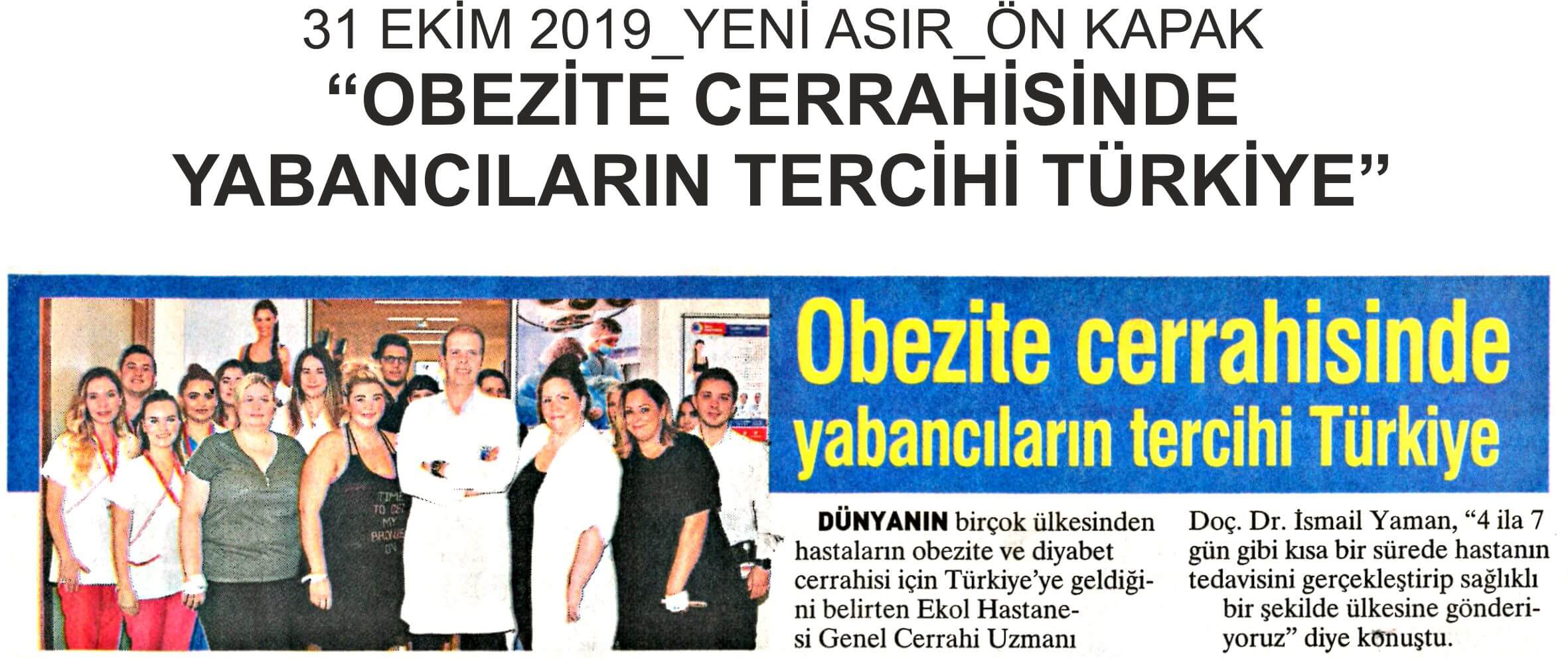 Obezite Cerrahisinde Yabancıların Tercihi Türkiye