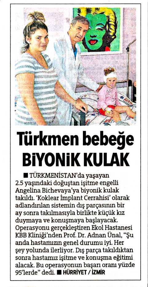 Türkmen Bebeğe Biyonik Kulak Operasyonu