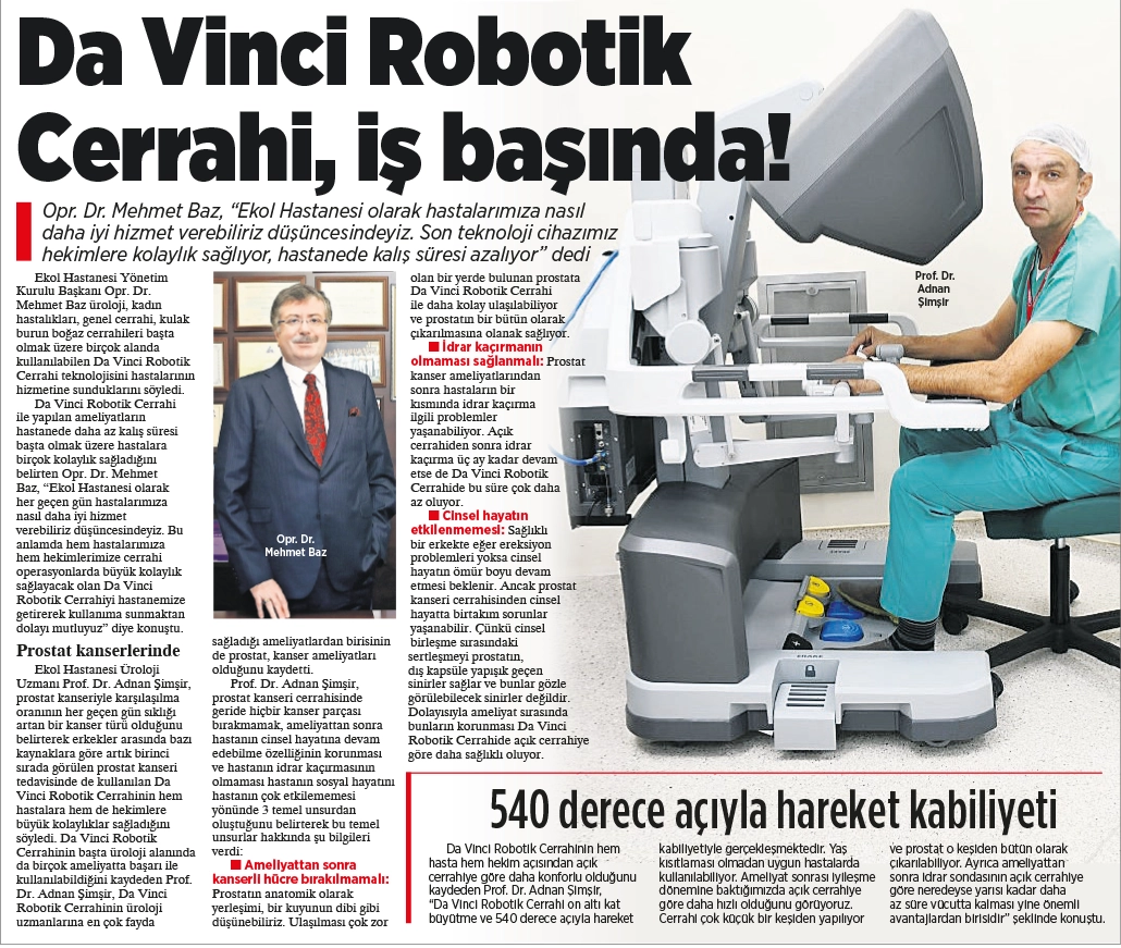Da Vinci Robotik Cerrahi İş Başında!